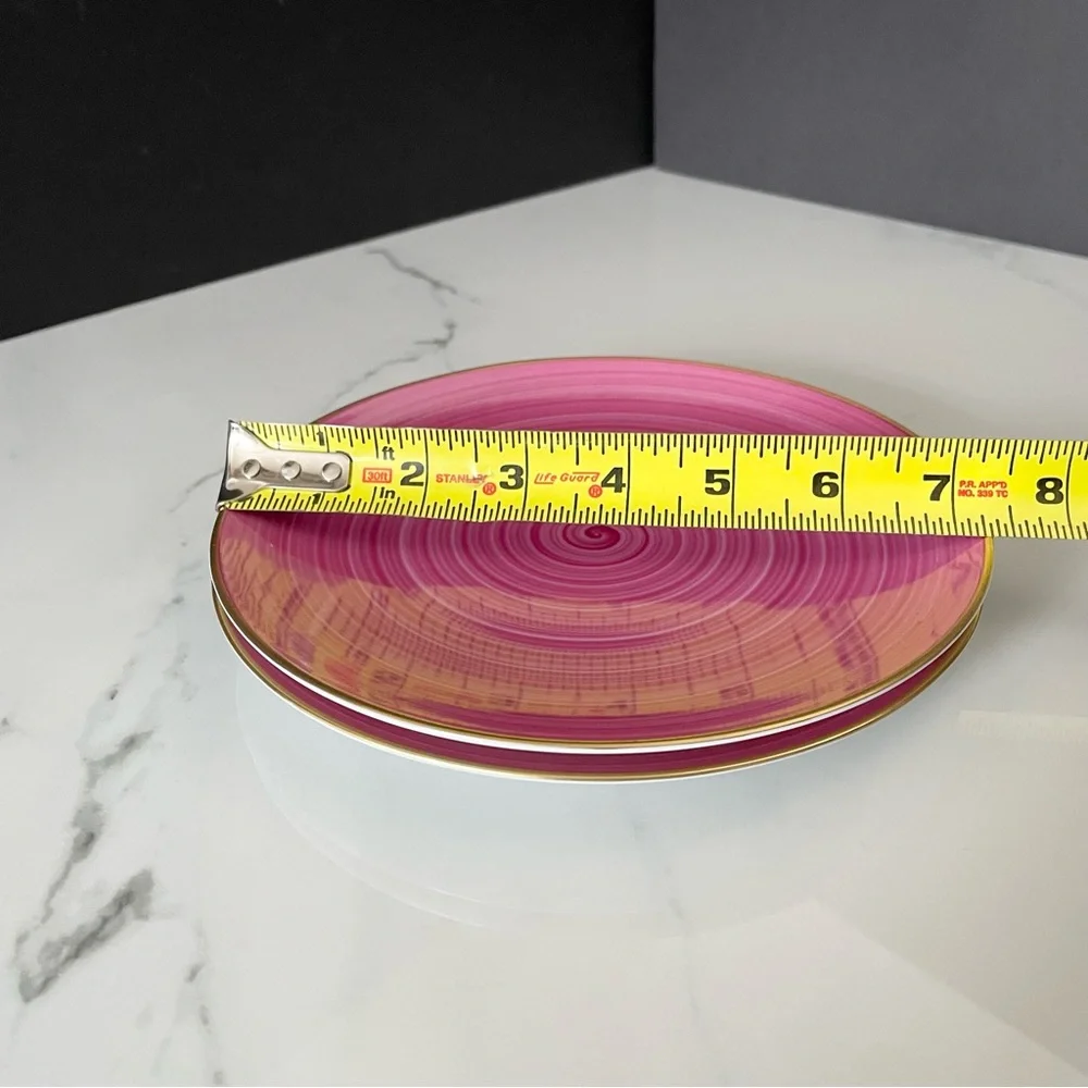 SET of 2 Pink Dessert Plates - Marie Daage Limoges